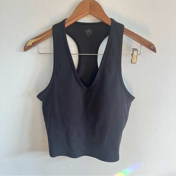Alo Goddess Ribbed Cropped Racerback Tank - Picture 3 of 4
